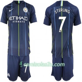 Camisolas de Futebol Manchester City Sterling 7 Criança Equipamento Alternativa 2018/19 Manga Curta